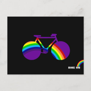 bicycle & colour rainbow postcard