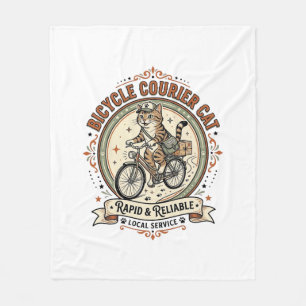 Bicycle Courier Cat Bicycle Courier Cat Vintage Ve Fleece Blanket