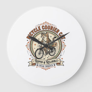 Bicycle Courier Cat Bicycle Courier Cat Vintage Ve Large Clock