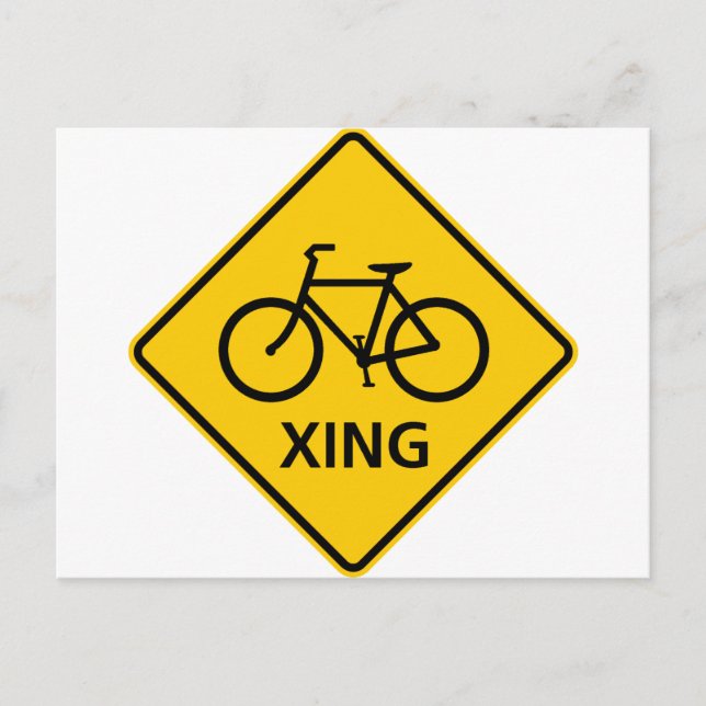 Bicycle Crossing Highway Sign Postcard (Front)