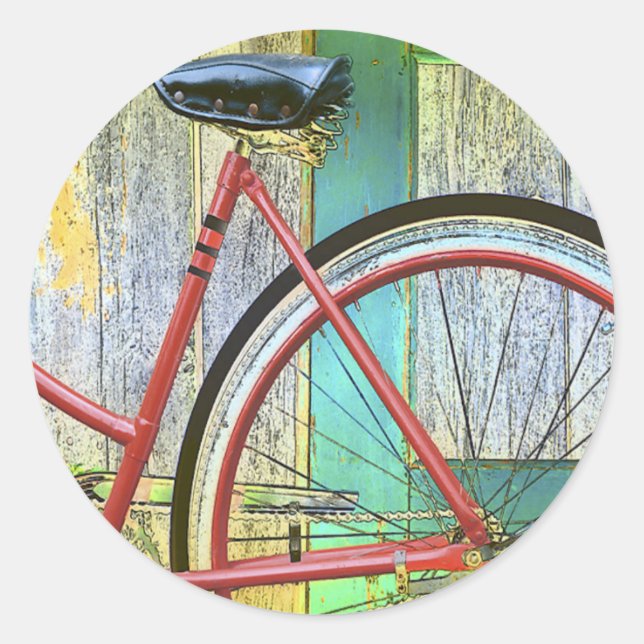 Bicycle Cycle Bicycling Cycling Old Shed Classic Round Sticker (Front)