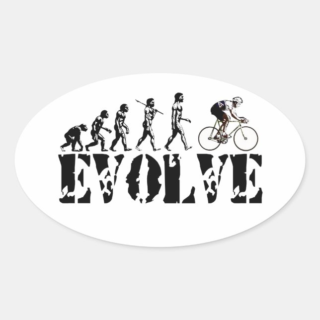 Bicycle Cycling Bike Riding Evolution Sports Art Oval Sticker (Front)