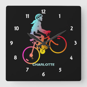 Bicycle Cycling Cyclist Outdoor Sport Personalised Square Wall Clock