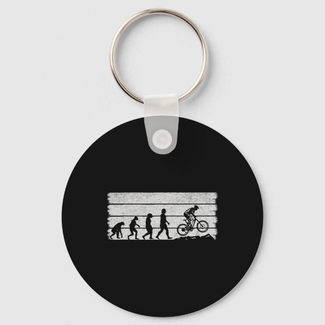 Bicycle Cycling Evolution Mountain Biking Cyclist  Key Ring (Front)