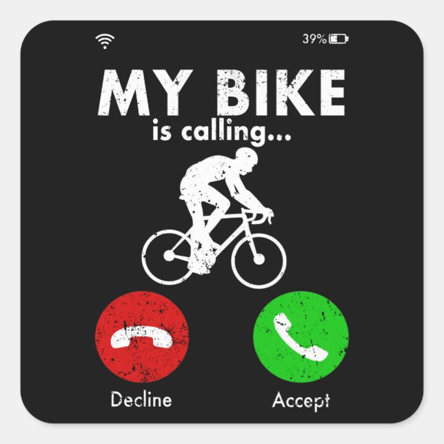 Bicycle Cyclist Funny Gift Present Idea Square Sticker (Front)