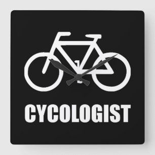 Bicycle Cycologist Square Wall Clock
