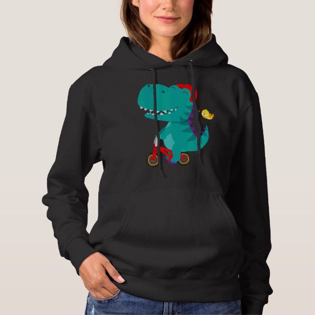 Bicycle Dinosaur Riding Bike Bicycle Cycling Toddl Hoodie (Front)
