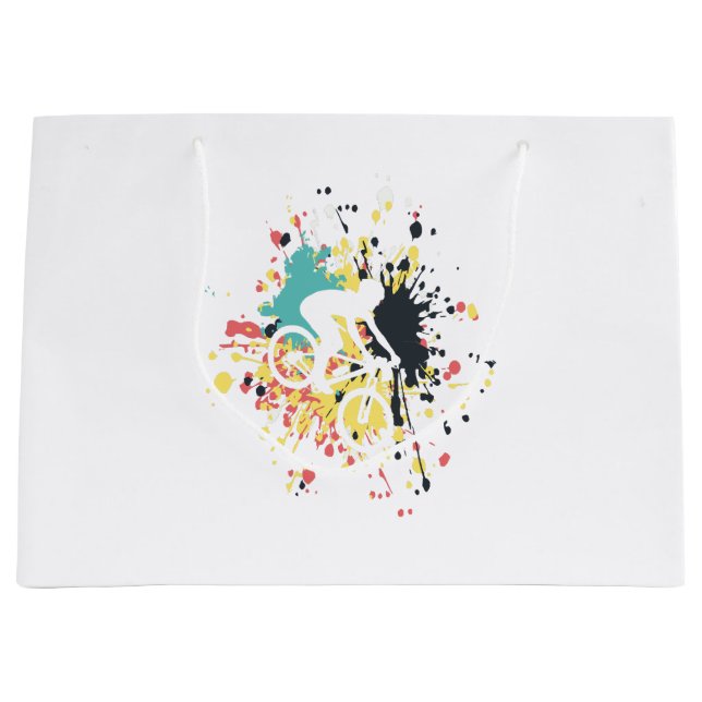 Bicycle Downhill Colour Splash Large Gift Bag (Front)