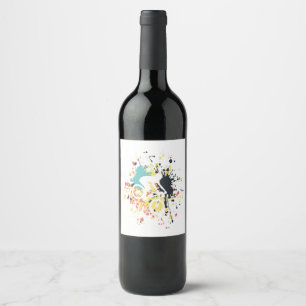 Bicycle Downhill Colour Splash Wine Label