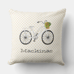 Bicycle Family Reunion Year Flowers Mackinac Fun Cushion