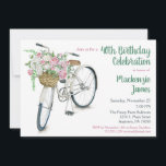 Bicycle Floral Birthday Invitation Roses<br><div class="desc">A fresh and pretty birthday party invitation featuring a white bicycle with a basket full of pink and white roses. Perfect for milestone birthdays such as 18th 20th 21st 30th 35th 40th 45th 50th 55th 60th 65th 70th 75th 80th 85th 90th 95th and 100 ... or any age!</div>