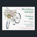 Bicycle Floral Birthday Invitation Roses<br><div class="desc">A fresh and pretty birthday party invitation featuring a white bicycle with a basket full of pink and white roses. Perfect for milestone birthdays such as 18th 20th 21st 30th 35th 40th 45th 50th 55th 60th 65th 70th 75th 80th 85th 90th 95th and 100 ... or any age!</div>
