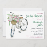 Bicycle Floral Bridal Shower Invitation