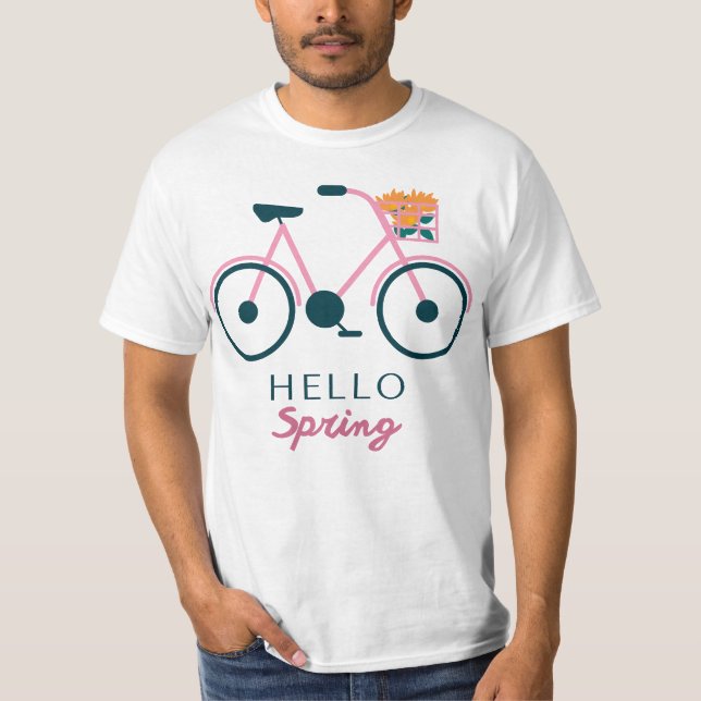 Bicycle Floral Spring Design T-Shirt (Front)