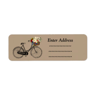 Bicycle flower address label Sticker