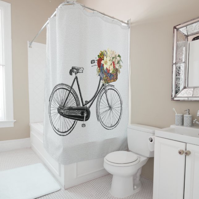 bicycle flower bike Shower Curtain (In Situ)