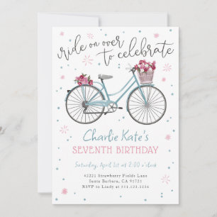 Bicycle Flowers Birthday Party Event Invitation