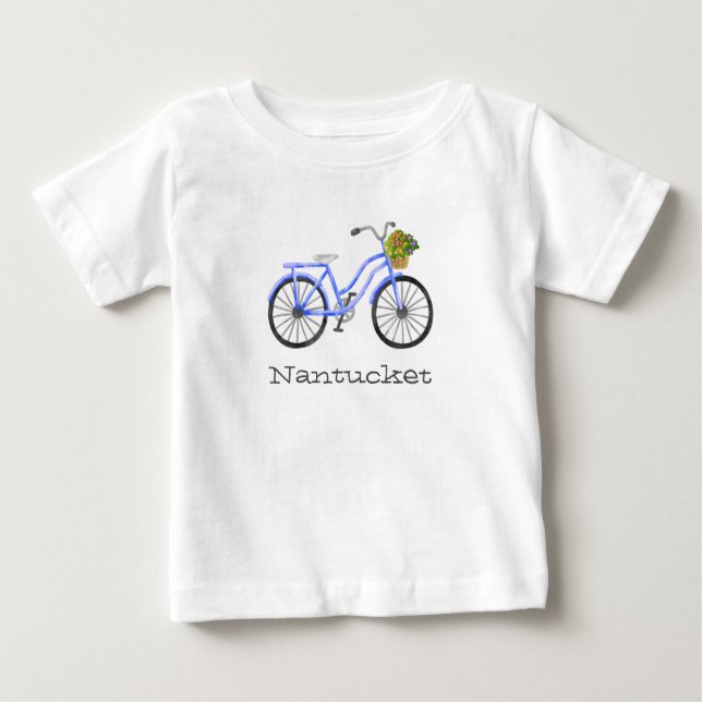 Bicycle Flowers Vacation Nantucket Souvenir Fun Baby T-Shirt (Front)