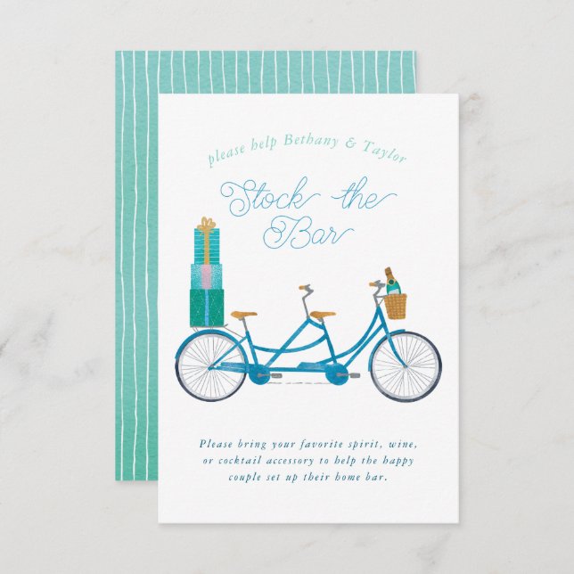 Bicycle for Two Couples Bridal Shower Invitation (Front/Back)