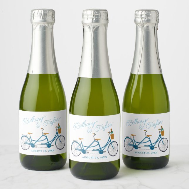 Bicycle for Two Couples Bridal Shower Invitation Sparkling Wine Label (Bottles)