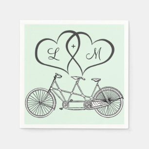 Bicycle for Two Hearts Wedding Personalised Napkin