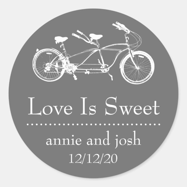 Bicycle For Two Love Is Sweet Labels (Dark Grey) (Front)