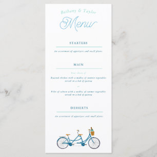 Bicycle for Two Watercolor Tandem Bike Menu