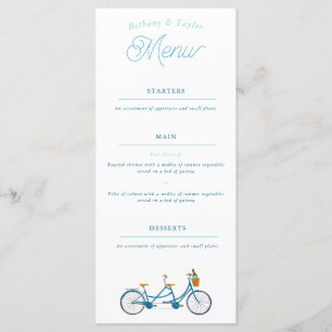 Bicycle for Two Watercolor Tandem Bike Menu
