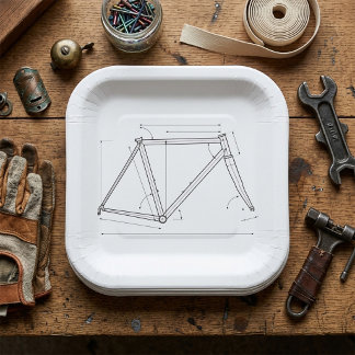 Bicycle Frame Geometry Diagram Paper Plate