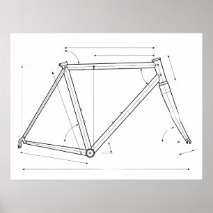 Bicycle Frame Geometry Diagram Poster