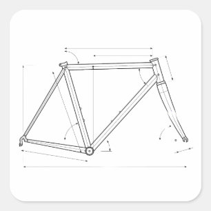 Bicycle Frame Geometry Diagram Square Sticker
