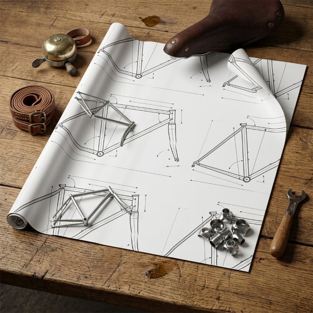 Bicycle Frame Geometry Diagram  Wrapping Paper (Creator Uploaded)