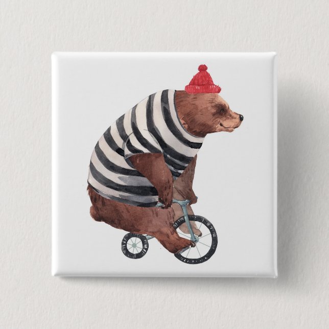 Bicycle Fun Bear 15 Cm Square Badge (Front)