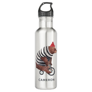 Bicycle Fun Bear   Add Your Name 710 Ml Water Bottle