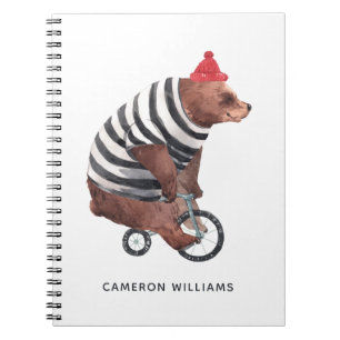 Bicycle Fun Bear   Add Your Name Notebook
