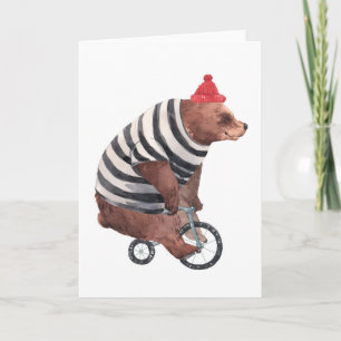 Bicycle Fun Bear Card