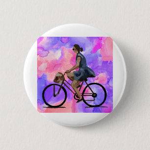 Bicycle Girl 6 Cm Round Badge