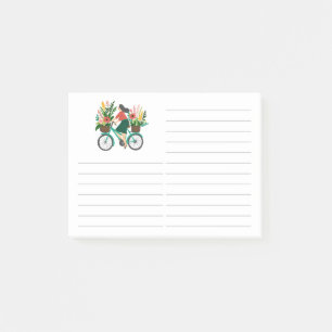 Bicycle Girl Flowers Grocery Shopping List Post-it Notes