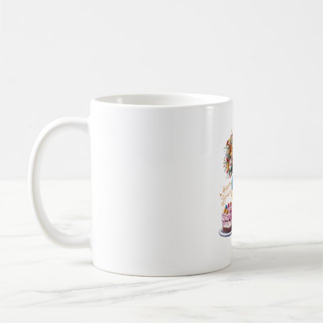 Bicycle Granny with Cake & Balloons Coffee Mug (Left)