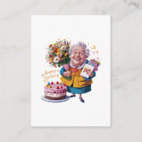 Bicycle Granny with Cake & Balloons
