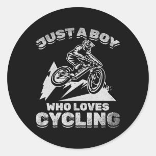 Bicycle I Just A Boy Who Loves Cycling Downhill Bi Classic Round Sticker