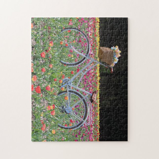 Bicycle in a Tulip Field! Jigsaw Puzzle (Vertical)