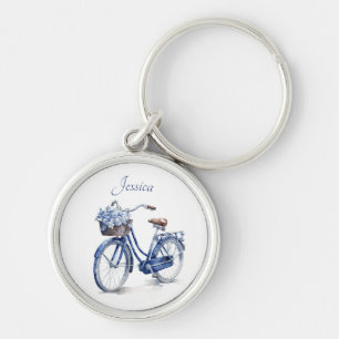 Bicycle in Delft Blue customisable Key Ring