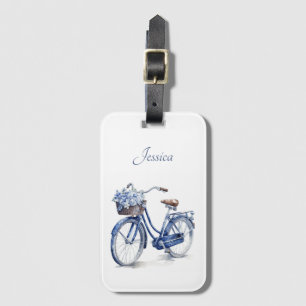 Bicycle in Delft Blue customisable Luggage Tag