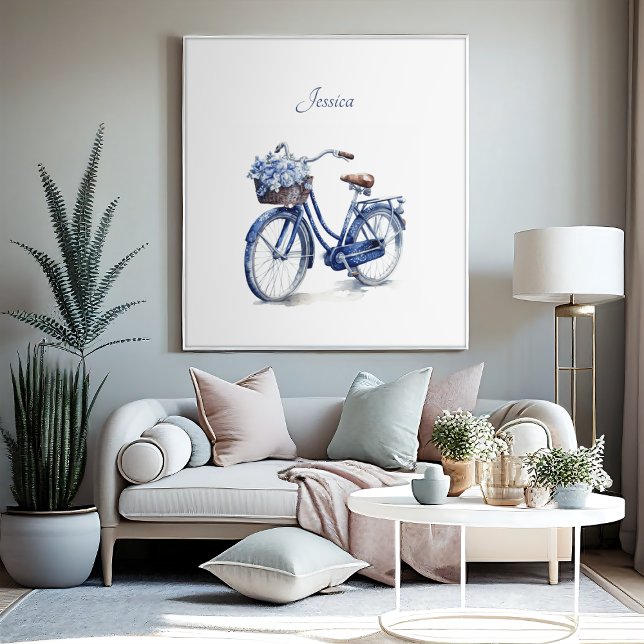 Bicycle in Delft Blue customisable Poster (Creator Uploaded)