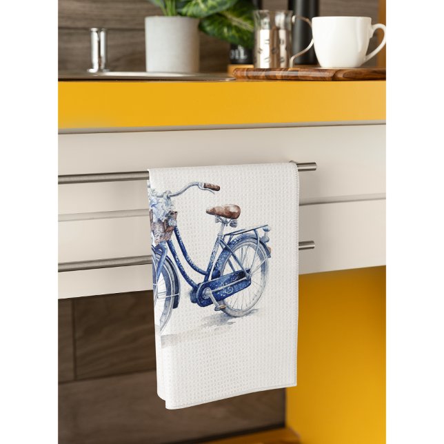 Bicycle in Delft Blue customisable Tea Towel (Creator Uploaded)