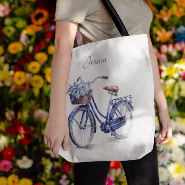 Bicycle in Delft Blue customisable Tote Bag (Creator Uploaded)