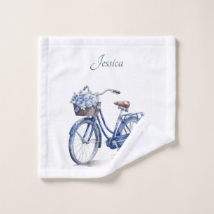 Bicycle in Delft Blue customisable Wash Cloth