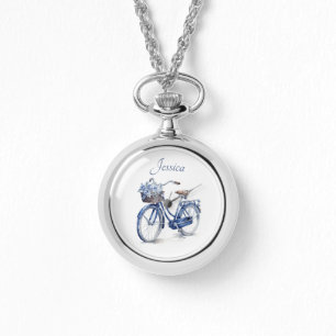 Bicycle in Delft Blue customisable Watch
