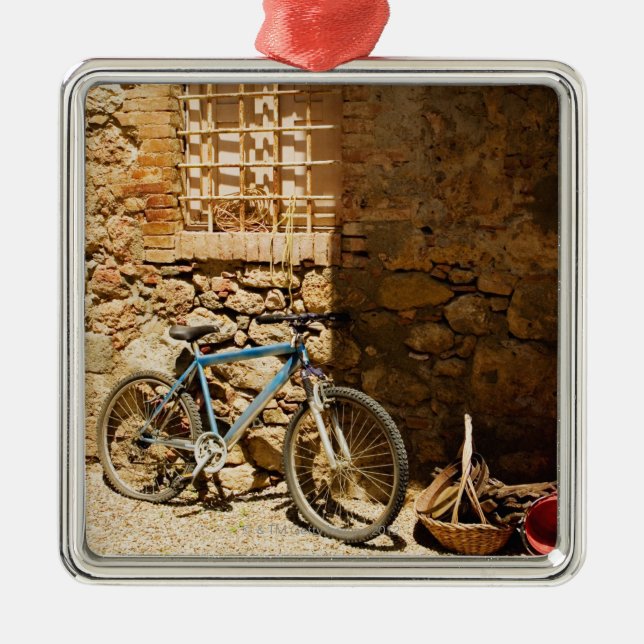 Bicycle in front of a wall, Monteriggioni, Siena Metal Ornament (Front)